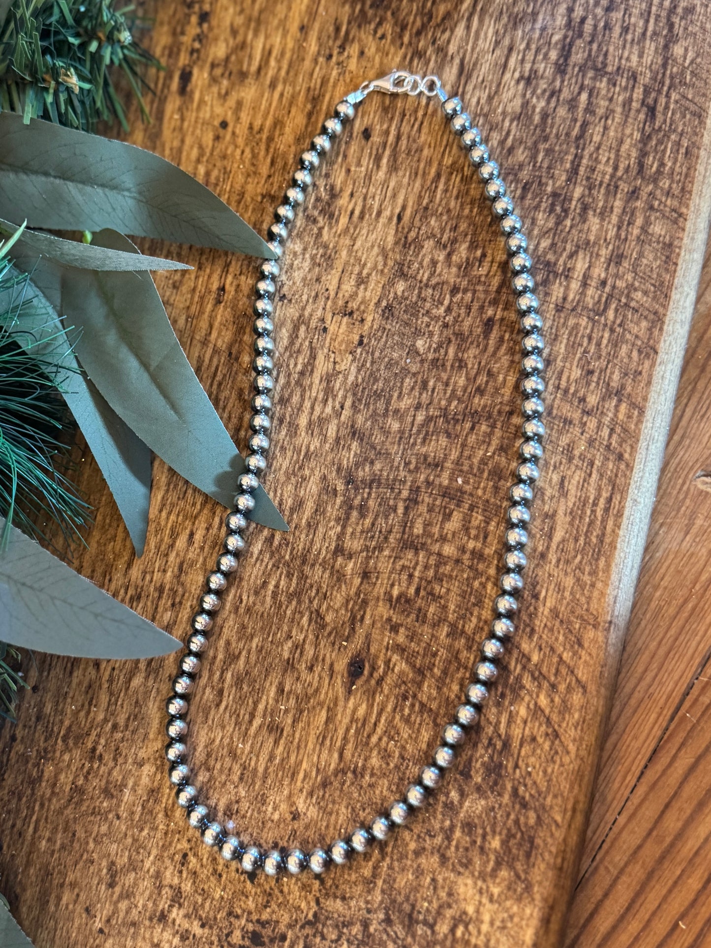 6mm Navajo Pearl Silver Necklace