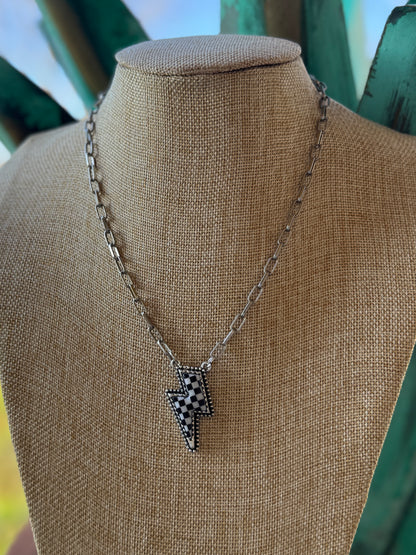 Checker Bolt Necklace