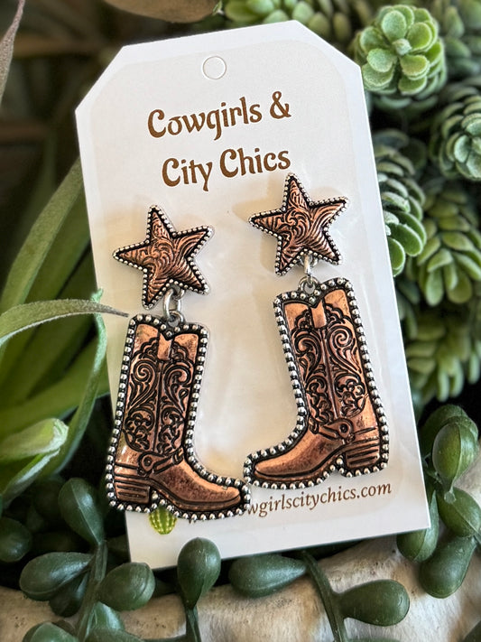 Two-Tone Boots Earrings