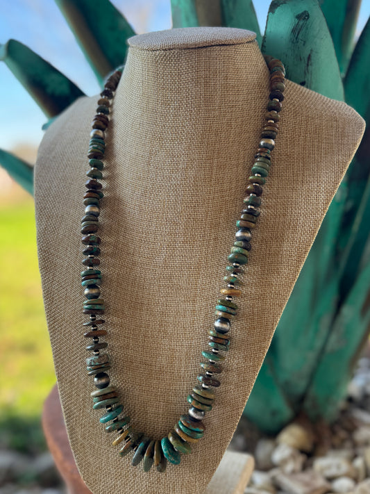 Stacked {Desert Greens} Kingman & Pearl Necklace