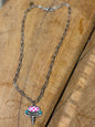 Pink Checker Longhorn Paperclip Necklace