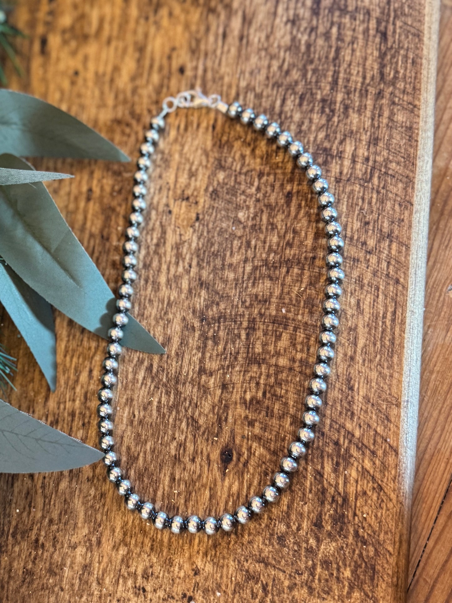 6mm Navajo Pearl Silver Necklace