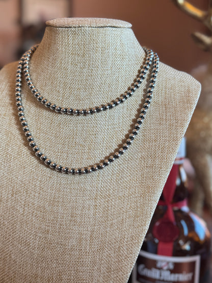 6mm Navajo Pearl Silver Necklace