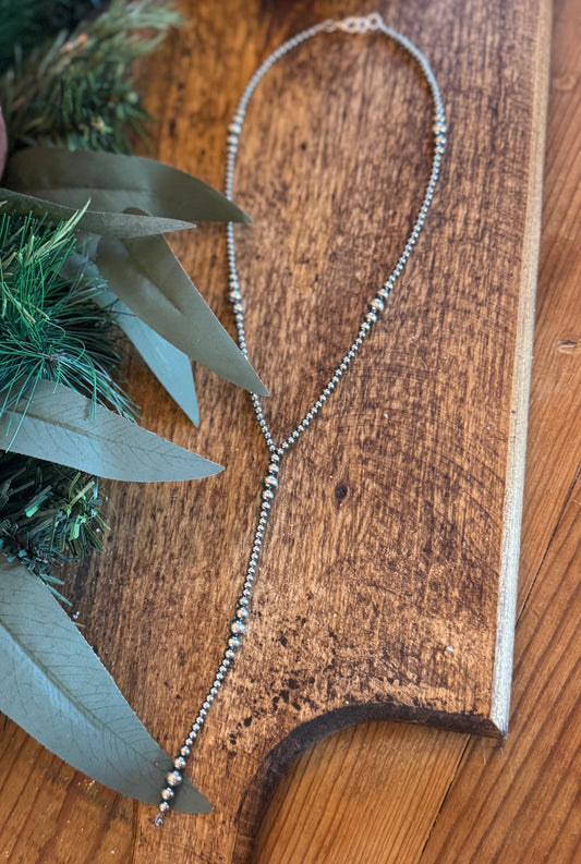 Y {Lariat} Silver Navajo Pearl Necklace