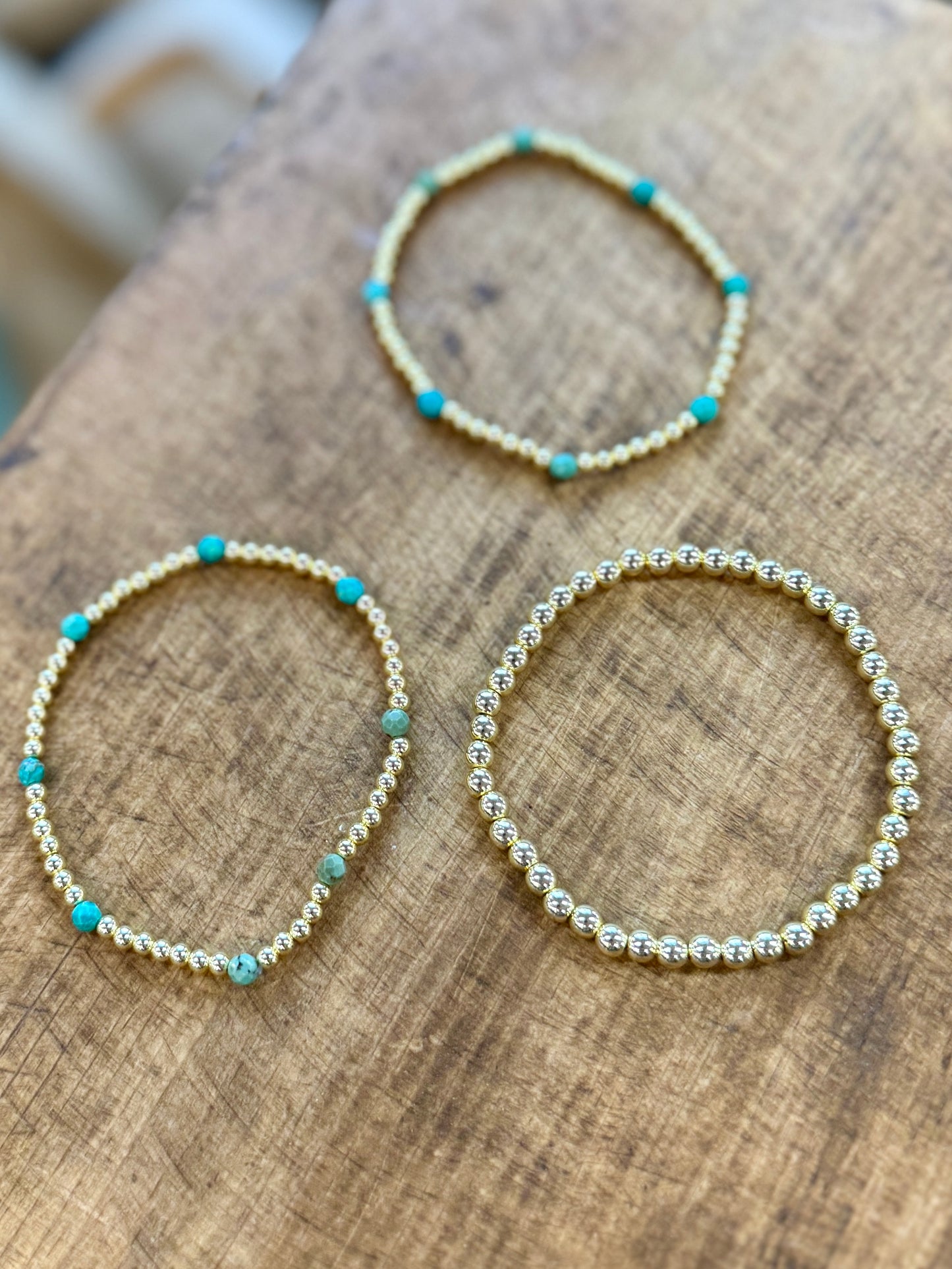 {Cowgirl} 3Pc Gold & Turquoise Bracelet Set