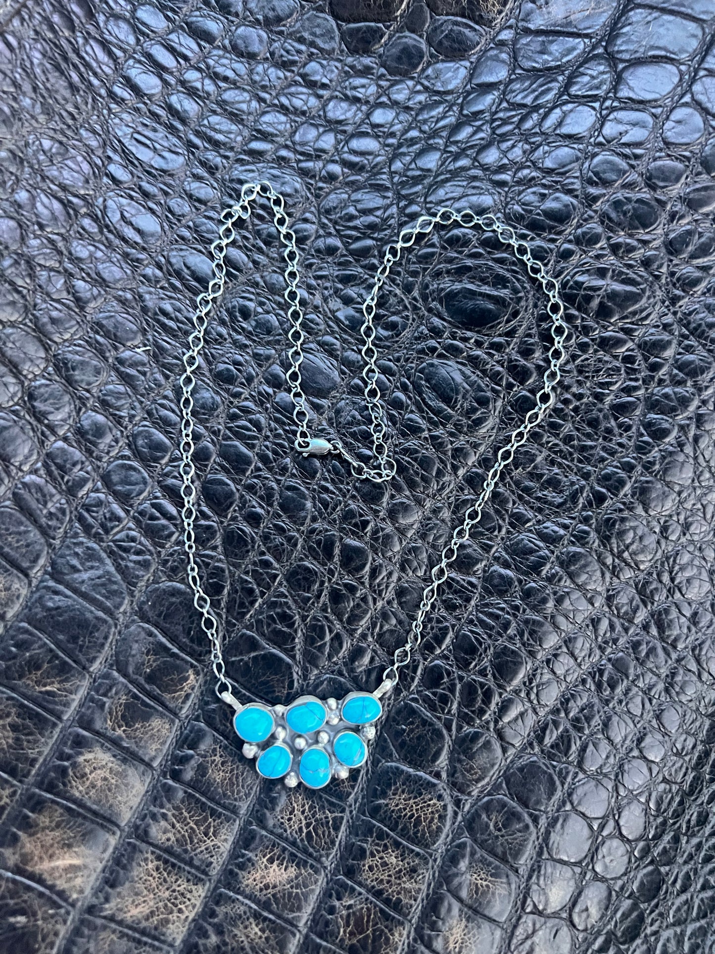 (Bella) Turquoise 1/2 Cluster Necklace